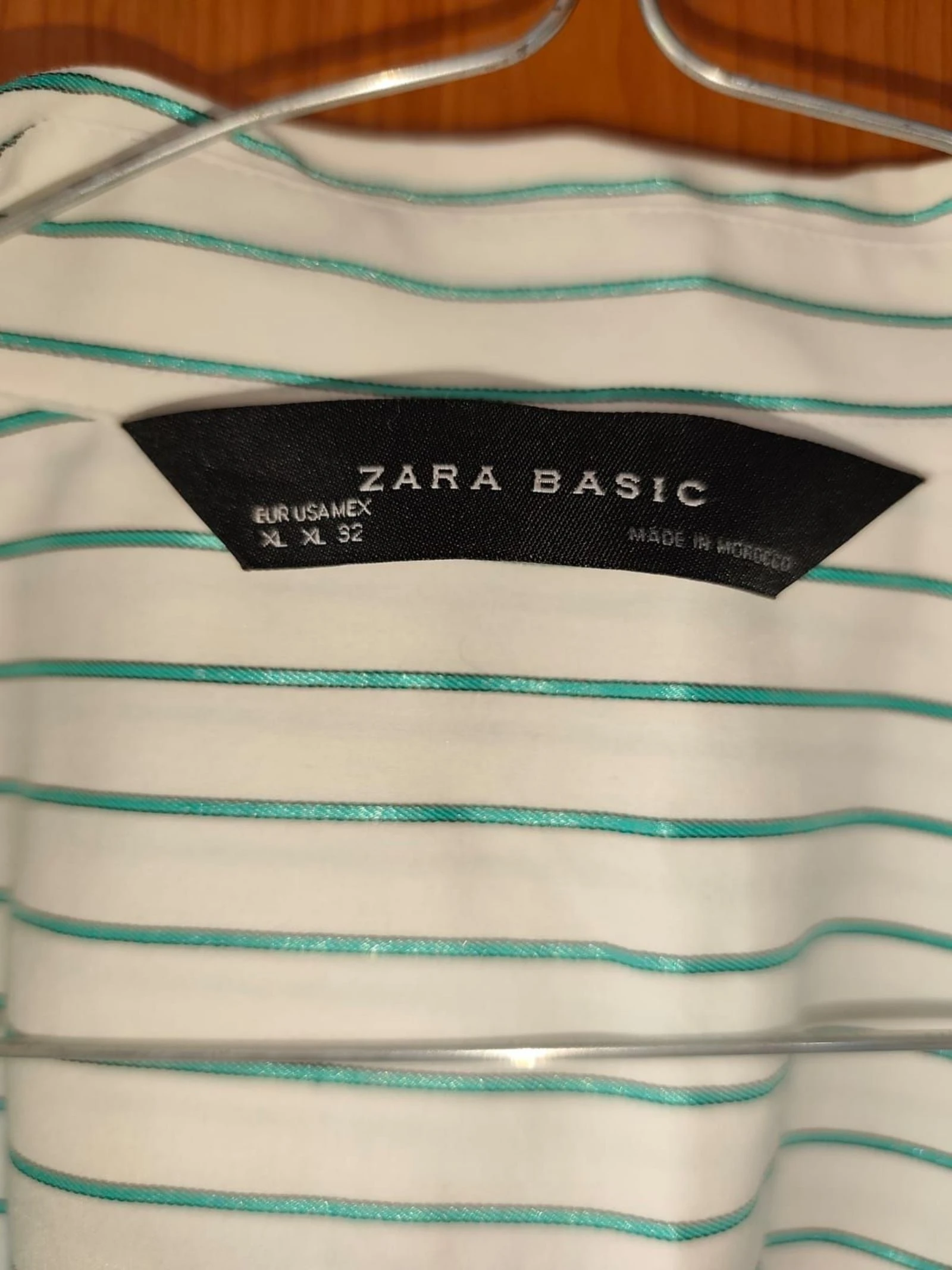 Blusa Zara Basic rayas verdes con lazada, talla XL – photo 2